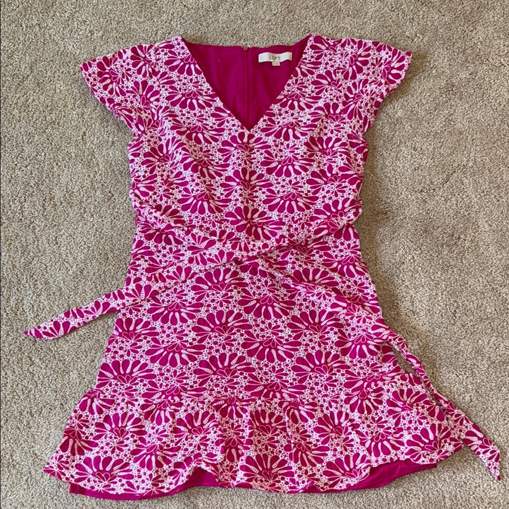 LOFT Pink and White Floral Mini Dress